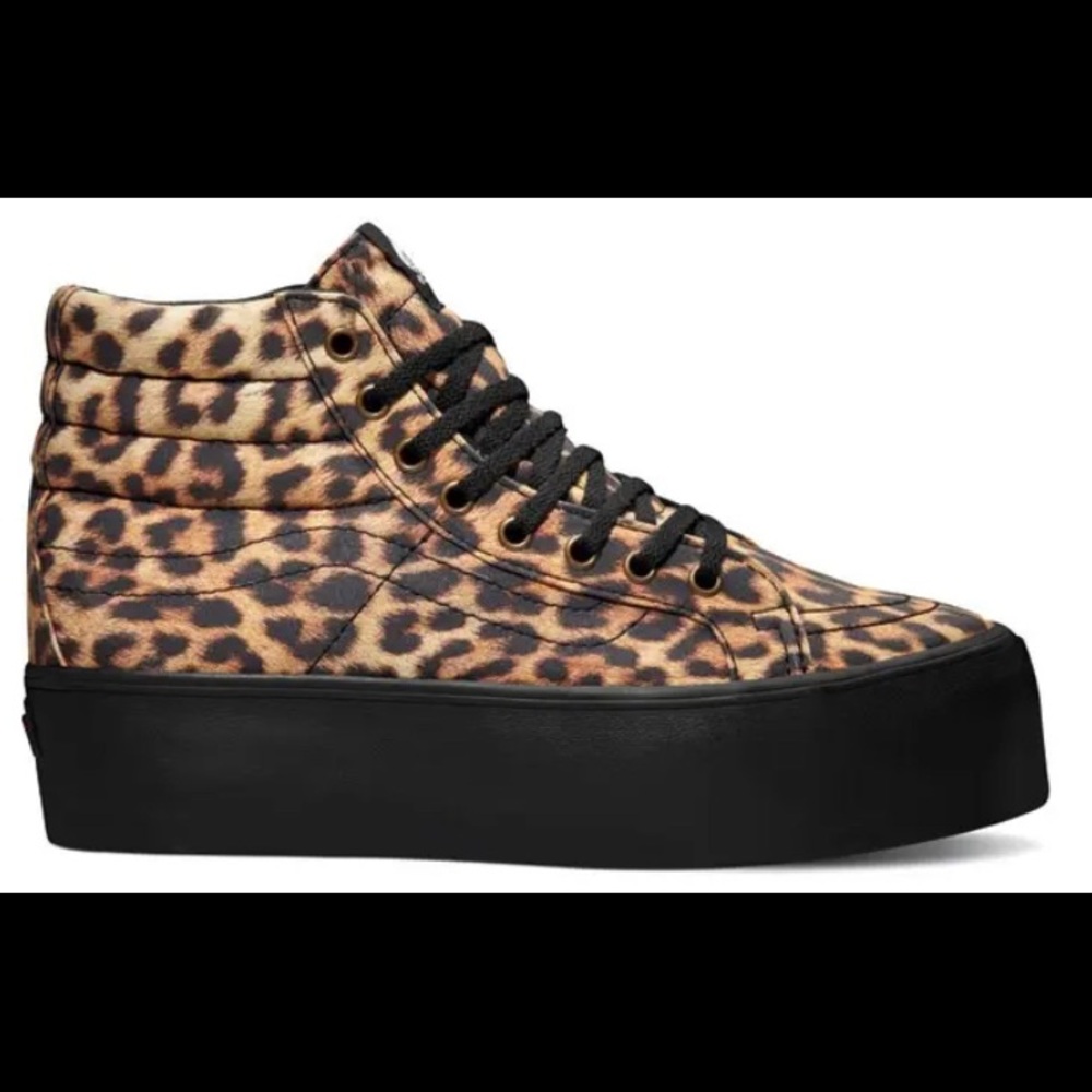 Vans SK8 Hi Platform Leopard Cheetah Shoes Hightops High Tops Black Women’s 8